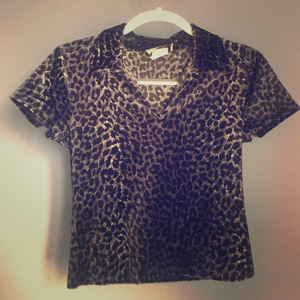 Together USA cheetah leopard print velvet top